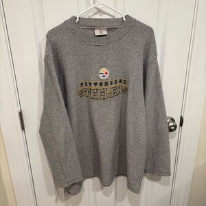 Vintage NFL Pittsburgh Steelers Embroidered Logo Grey Crewneck Sweatshirt Mens L